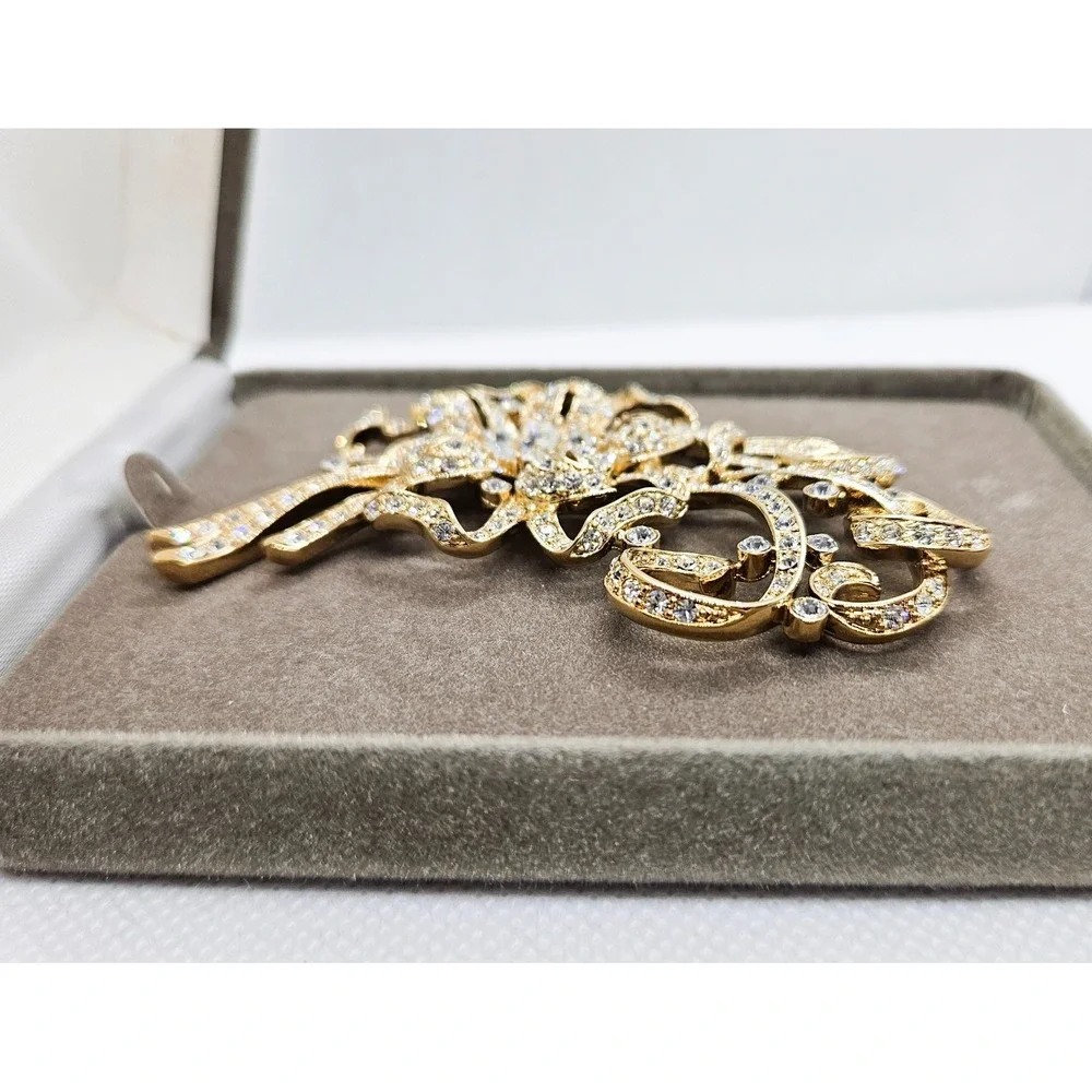 Vintage Nolan Miller‎ Glamour Collection Sevilla Rhinestone Flower Brooch